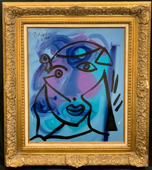 Peter Keil The Blue Lady Oil Painting France 1972