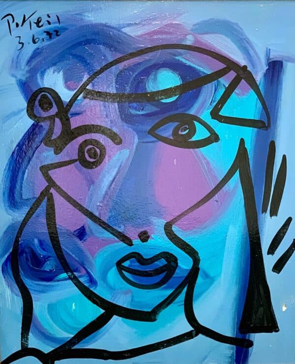 Peter Keil The Blue Lady Oil Painting France 1972