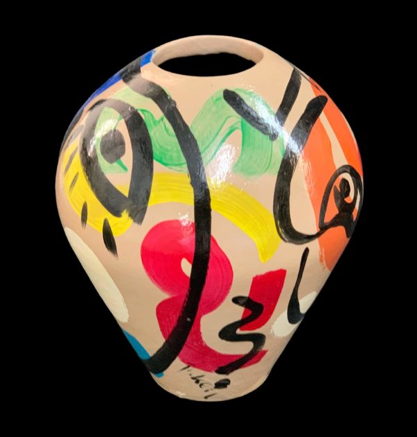 Peter Keil Oil Painted Ceramic Vase