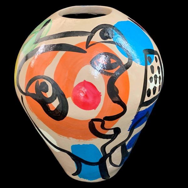 Peter Keil Oil Painted Ceramic Vase