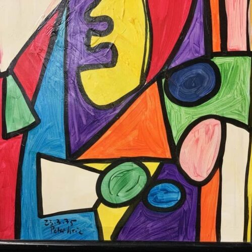 Peter Keil Abstract Stained Glass Oil Painting 1975
