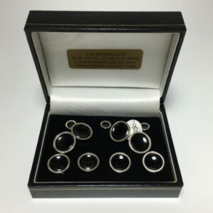 10K Platinum Rims with Onyx Complete Tuxedo Stud Set