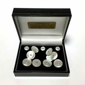 14K Diamond and Mother of Pearl Complete Tuxedo Stud Set