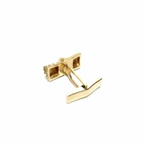 14K Gold Stacked Feather Pattern Cufflinks