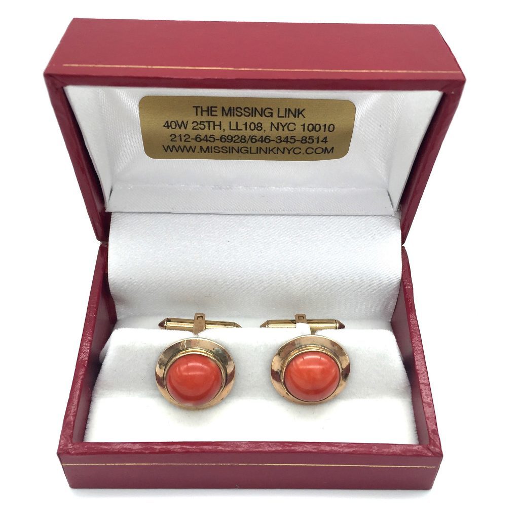 14K Gold and Coral Cufflinks
