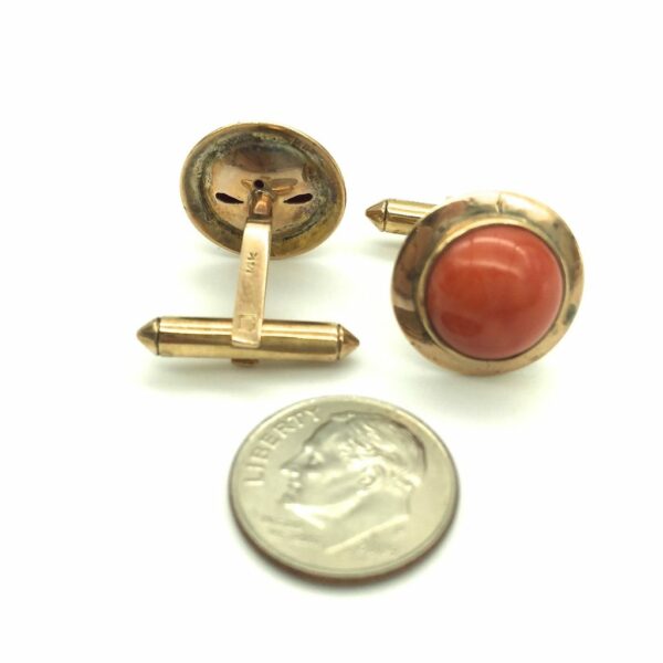 14K Gold and Coral Cufflinks