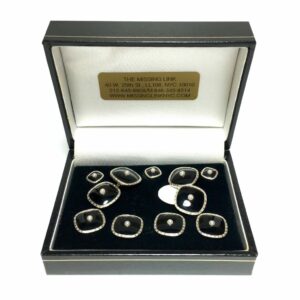 Onyx and Pearl Centers 14K Gold Tuxedo Stud Set