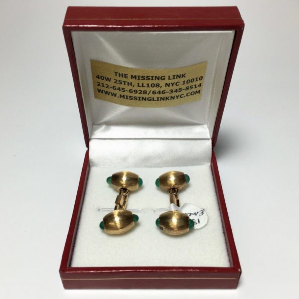 18K Gold and Emerald Double Sided Tuxedo Cufflinks