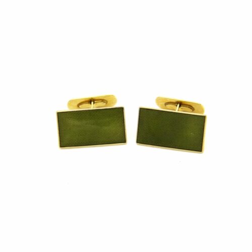 Norwegian Sterling &Amp; Green Guilloche Enamel Crown Cufflinks
