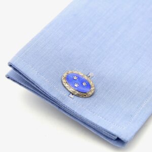 Norwegian Sterling & Blue Enamel Crown Cufflinks