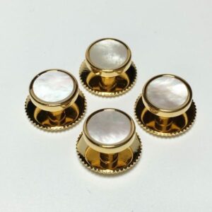 4 Gold and Mother of Pearl Tuxedo Shirt Studs