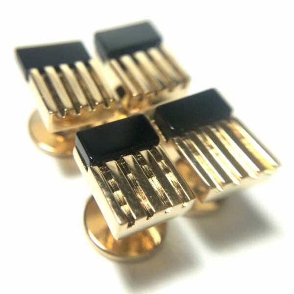 4 Gold Filled and Onyx Tuxedo Shirt Studs