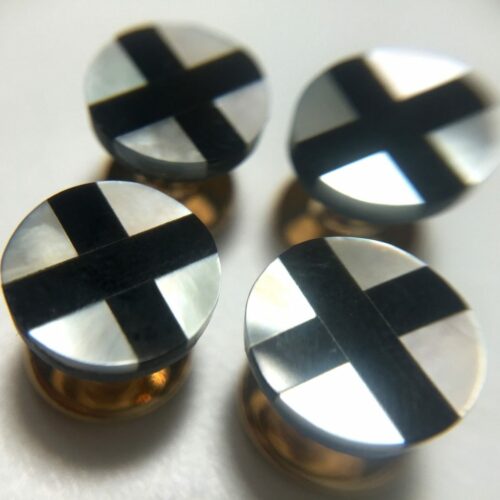 4 Onyx Mother Of Pearl Tuxedo Shirt Studs