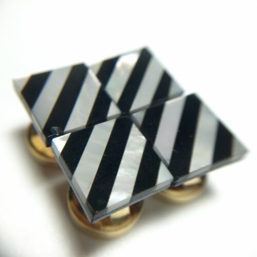 4 Gold Filled Onyx And Pearl Tuxedo Shirt Studs