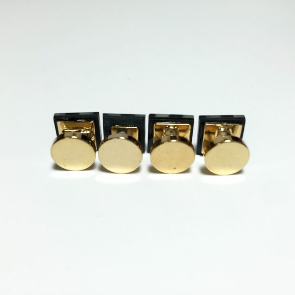 4 Gold Filled Onyx and Pearl Tuxedo Shirt Studs
