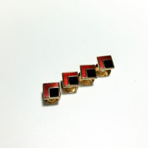 4 Gold Filled Onyx and Red Enamel Tuxedo Shirt Studs