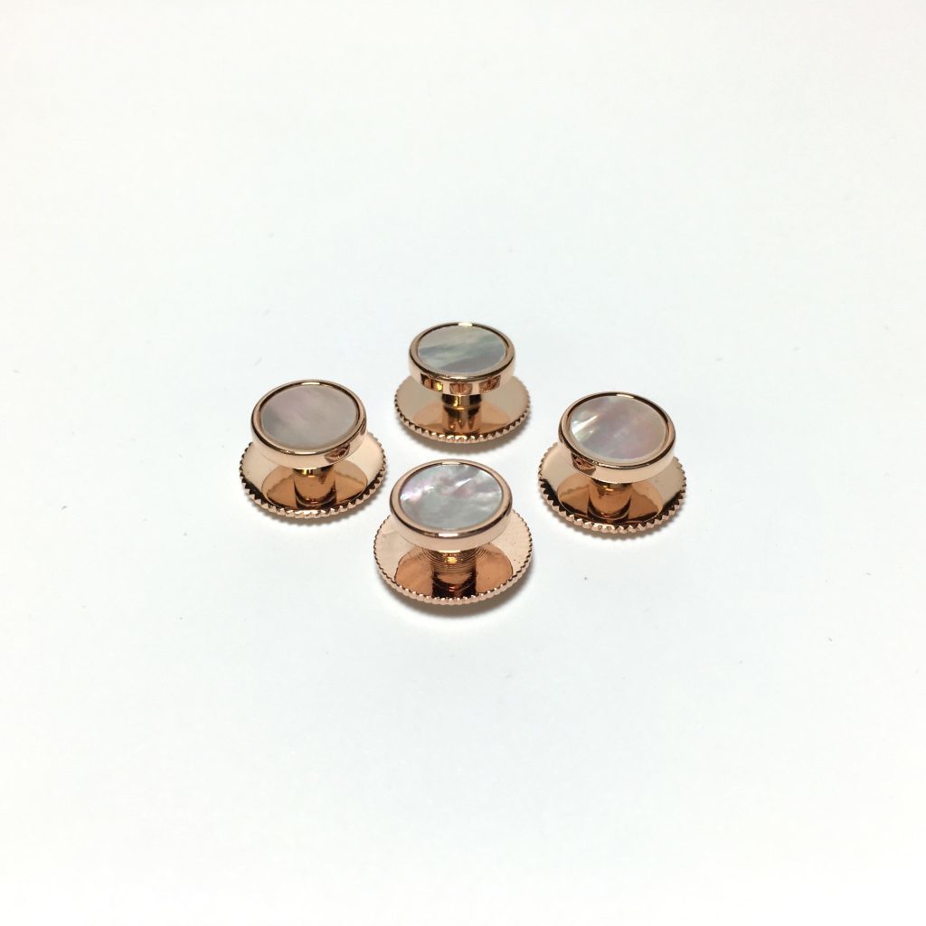 4 Rose Gold Mother of Pearl Tuxedo Shirt Studs