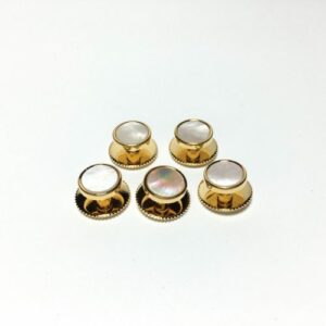 5 Gold Mother of Pearl Tuxedo Shirt Studs
