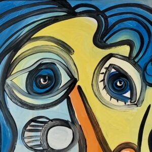 Peter Keil "Abstract Face" Oil Painting