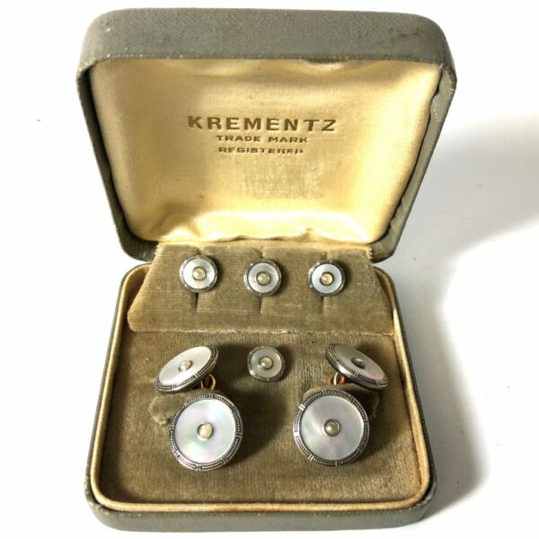 Krementz Gold and Mother Of Pearl Stud Set