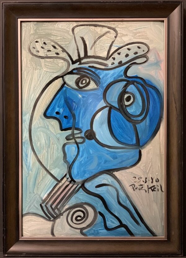 Peter Keil "Blue Matador" Oil Painting