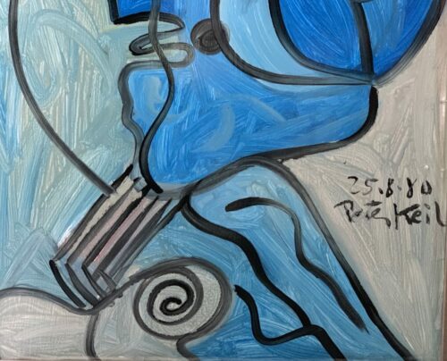 Peter Keil &Quot;Blue Matador&Quot; Oil Painting