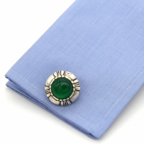 Jensen Sterling Cufflinks With Chrysoprase No2 By Harald Nielsen