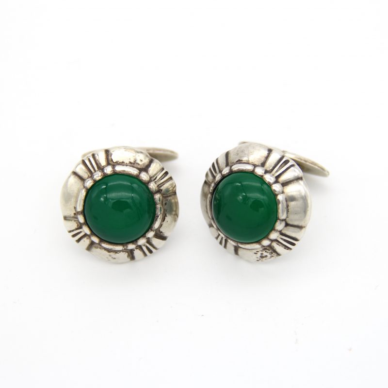 Jensen Sterling Cufflinks with Chrysoprase No2 by Harald Nielsen
