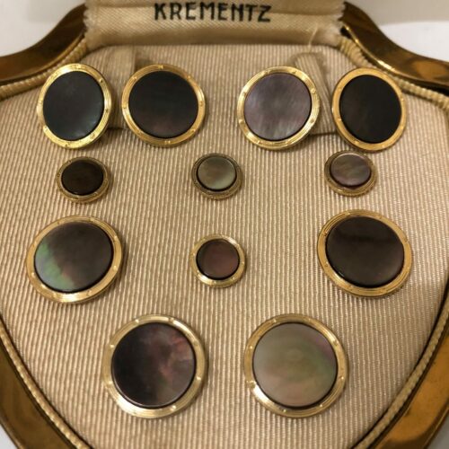 Krementz Gold And Abalone Stud Set