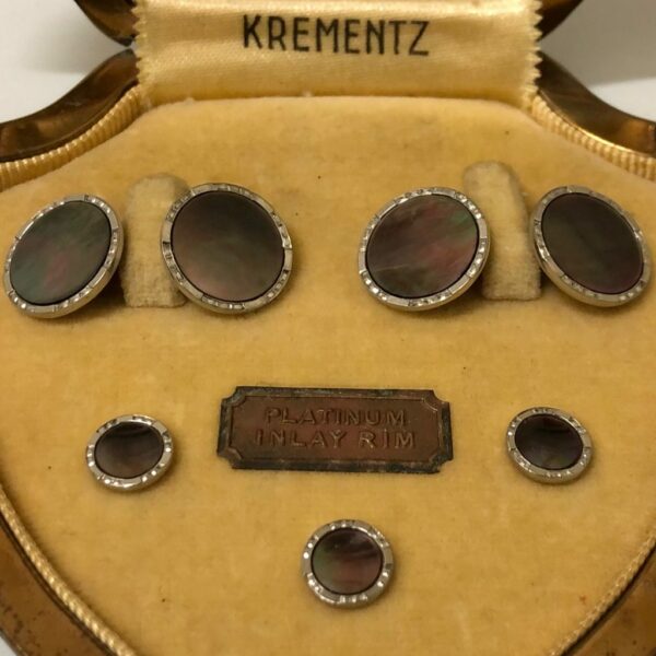 Krementz Gold and Abalone Stud Set