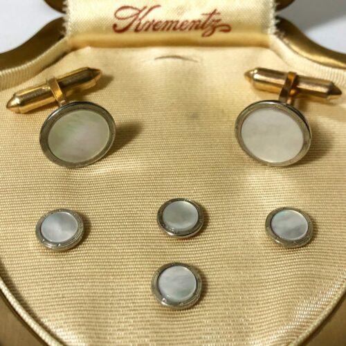 Krementz Gold And Mother Of Pearl Stud Set