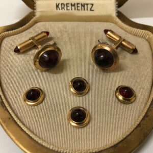 Krementz Gold and Red Glass Stud Set 7A
