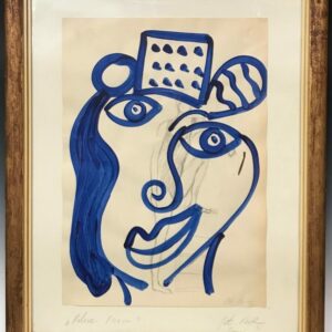 Neo Expressionism Abstract Blue Picasso Painting by Peter Keil Studio Paris 1972