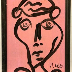 Neo Expressionism Abstract Face Pink/Black Portrait Oil Painting by Peter Keil