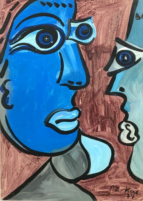Peter Keil "The Blue Face" Oil Painting 1974