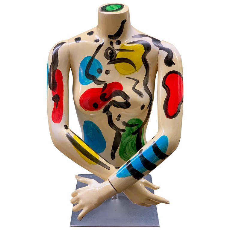 Peter Keil Abstract Expressionist Painted Mannequin Torso Fiberglass