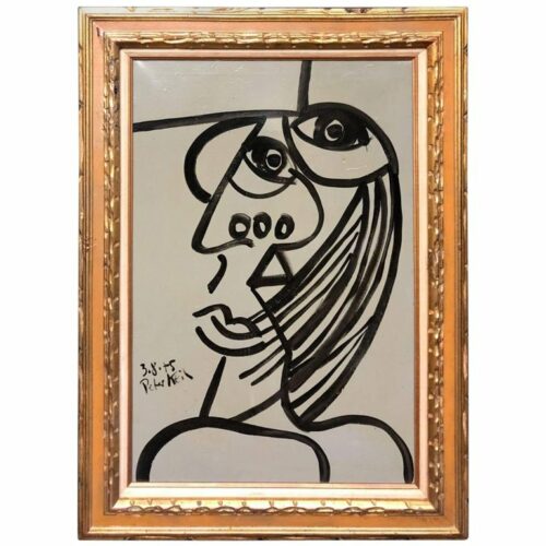 Peter Keil Cubist Expressionist Oil Painting Of Jean-Michel Basquiat