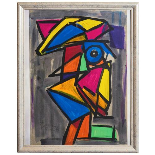 Peter Keil &Quot;Abstract Face&Quot; Cubism Oil Painting