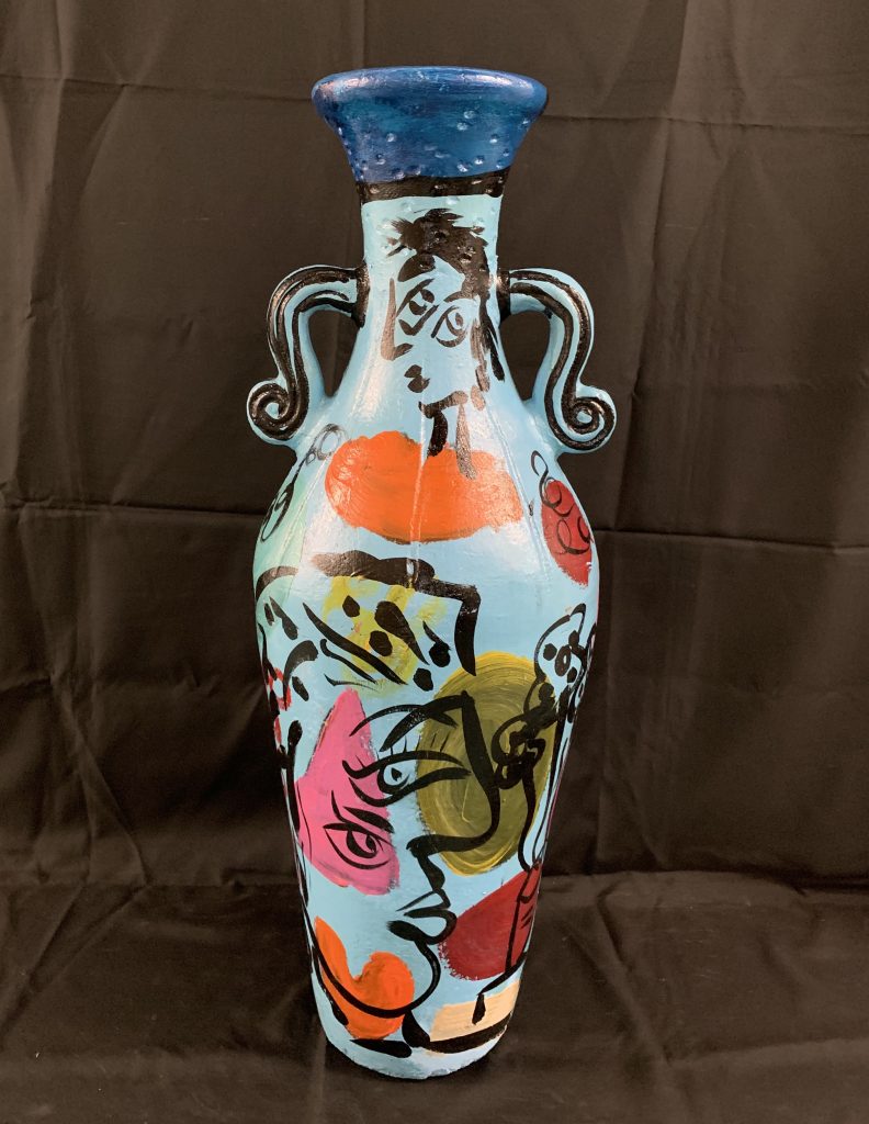Peter Keil Tall Ceramic Painted Vase