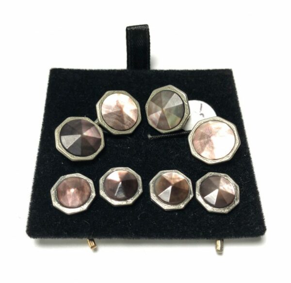 Silver Abalone Cufflinks and Stud Set1