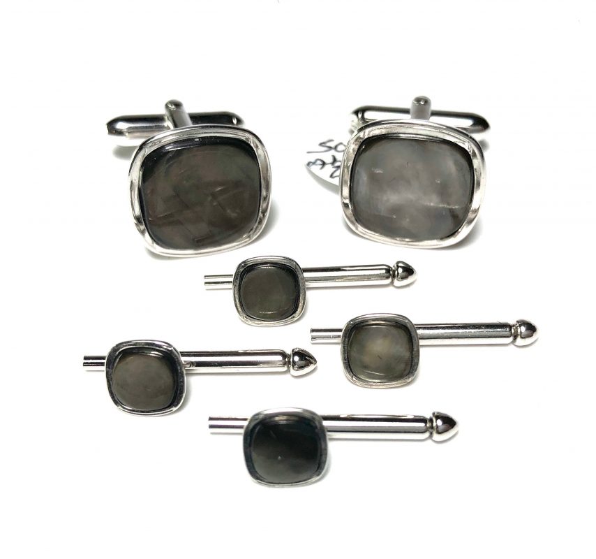 Silver and Abalone Stud Set