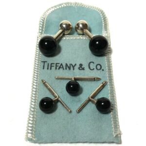 Tiffany & Co. Sterling Silver and Onyx Cufflinks & Tuxedo Shirt StudsStud Set
